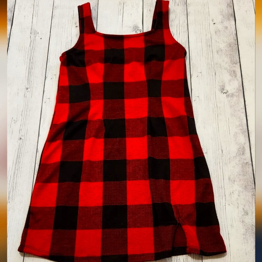 SO girls Size S 7 Red/black Buffalo Plaid Dress